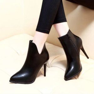 Cut Out Closed Toe Heeled Ankle Boots